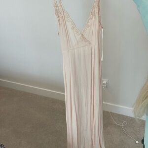 Elegant Lace Trimmed dress - Cream